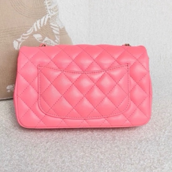 CHANEL香奈兒少女粉超限量大miniCF20單肩斜挎包-12