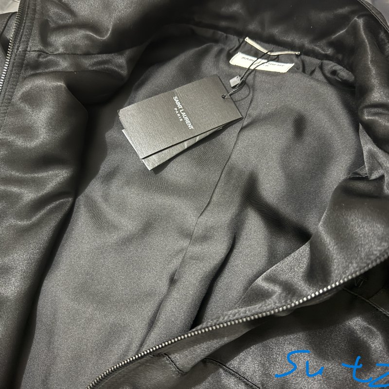 [全新][附收據] ysl teddy 外套 satin 絲 飛行 夾克 saint laurent 胸口logo刺繡-6