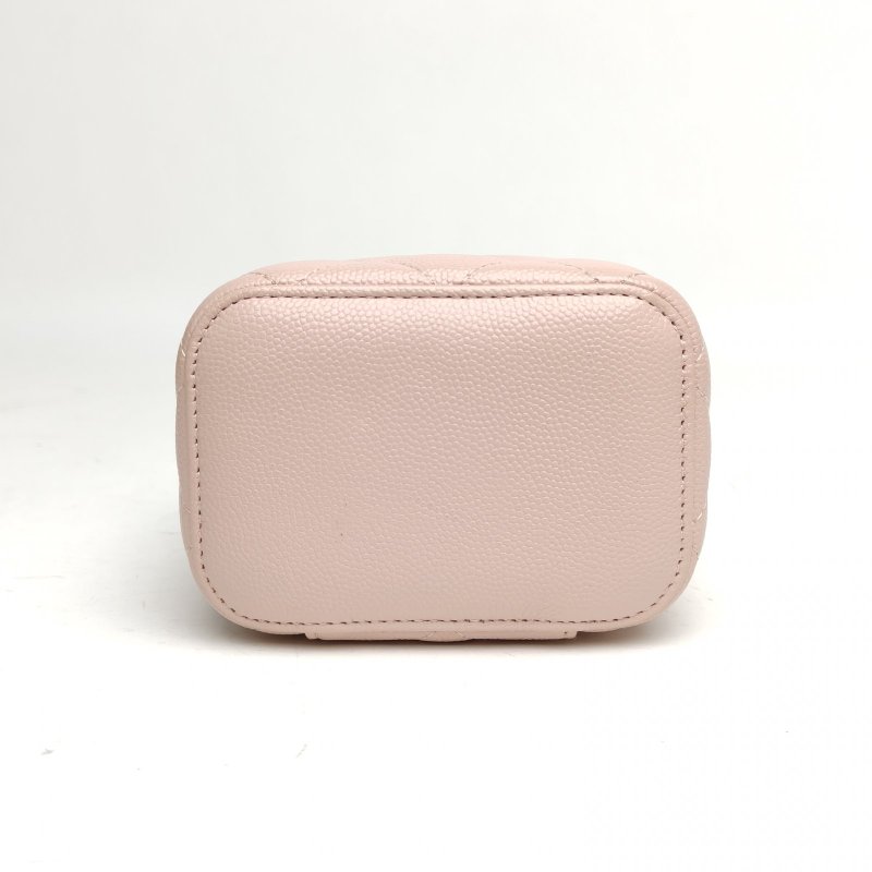 CHANEL 經典款方盒子化妝包裸粉色牛皮30開金扣肩背包-4