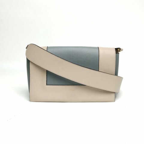 CELINE Frame小方包中號拼色牛皮金扣肩背包