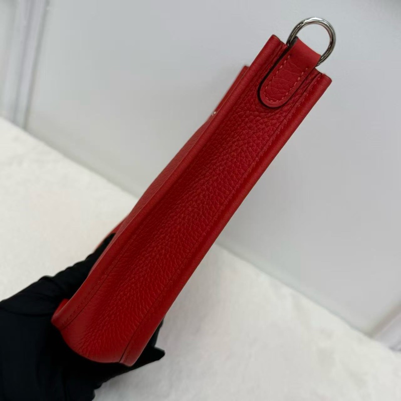 Hermes愛馬仕包 伊芙琳mini Evelyne迷你版斜挎包 紅色銀扣 TC皮 純色肩帶 經典款-3