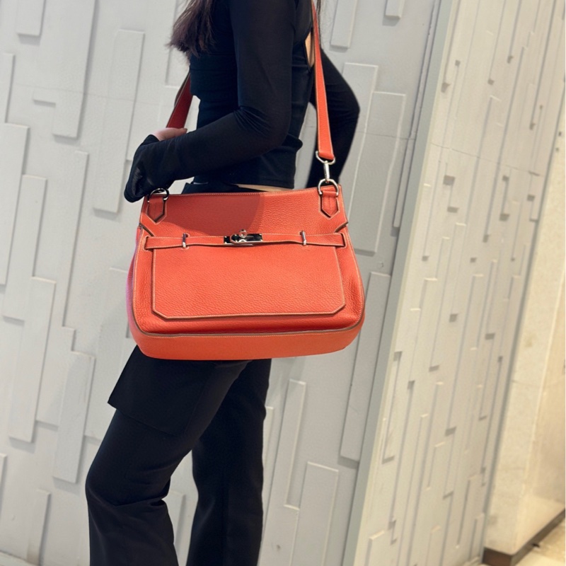 HERMES愛馬仕Jypsiere吉普賽37 三文魚色 TOGO皮銀扣 框O-3