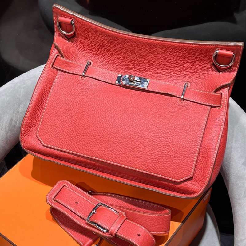HERMES愛馬仕Jypsiere吉普賽37 三文魚色 TOGO皮銀扣 框O-4