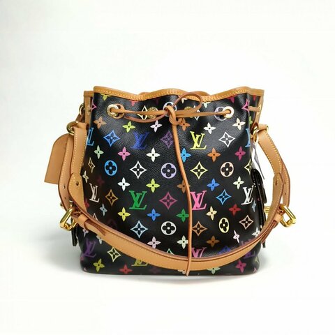 LOUIS VUITTON 中古水桶包黑三彩PVC金扣2011肩背包