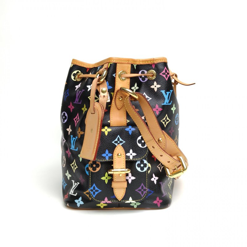 LOUIS VUITTON 中古水桶包黑三彩PVC金扣2011肩背包-3