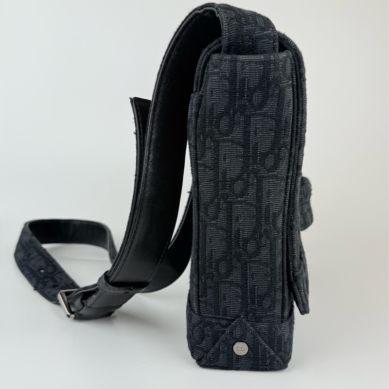 Dior 郵差包 黑色 緹花帆布 肩背包-2