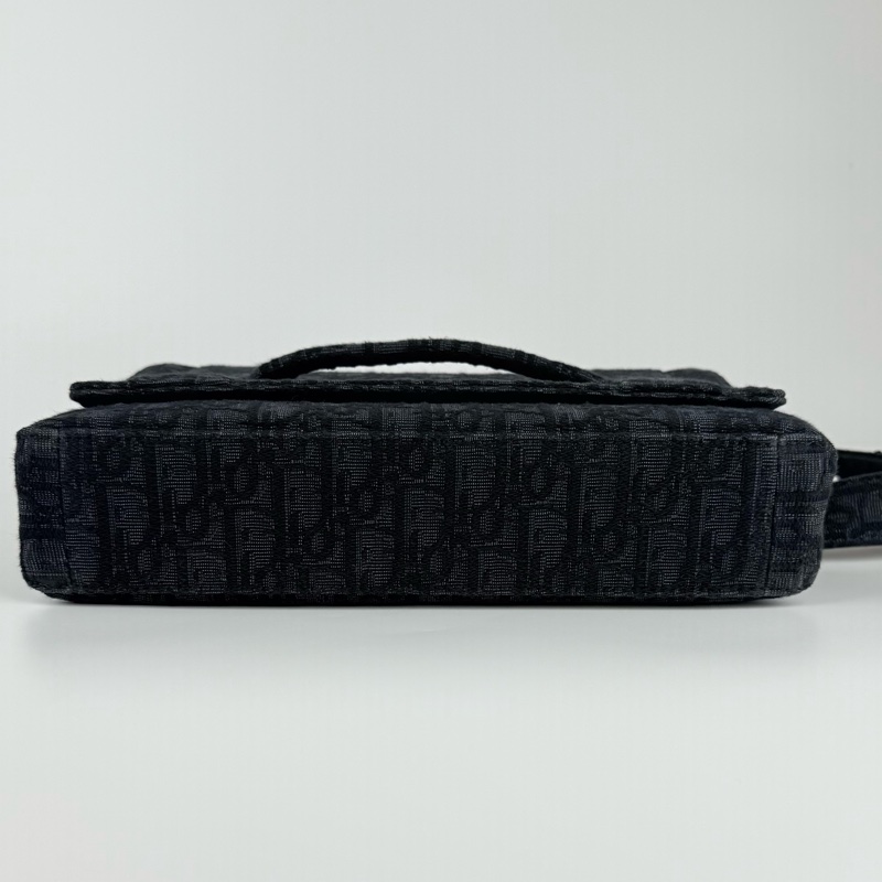 Dior 郵差包 黑色 緹花帆布 肩背包-4