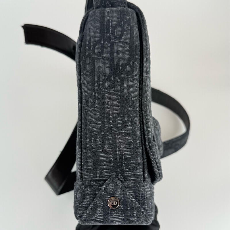 Dior 郵差包 黑色 緹花帆布 肩背包-8