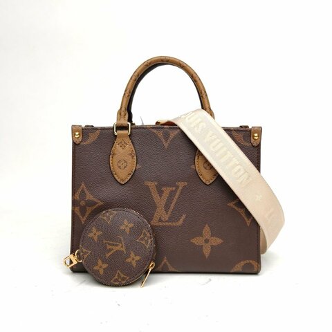 LOUIS VUITTON Onthego小號二合一寬肩帶老花PVC金扣晶片肩背包