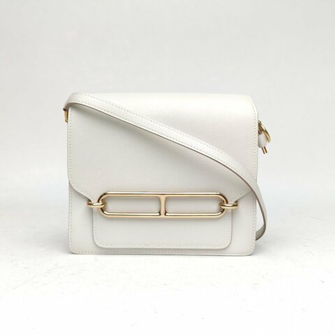 HERMES Roulis豬鼻子19奶灰色Swift皮B刻金扣肩背包