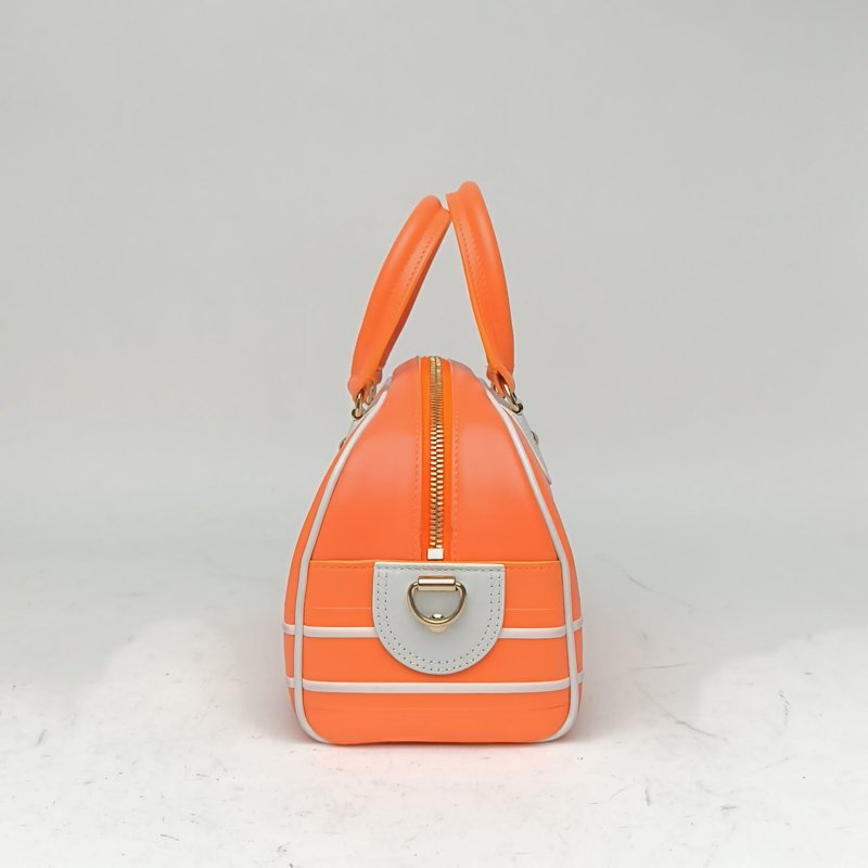 DIOR 橘色牛皮金扣2022DiorVibe保齡球包肩背包-1