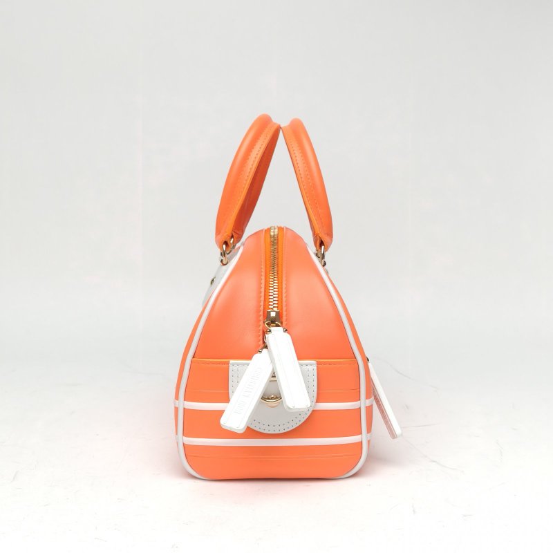 DIOR 橘色牛皮金扣2022DiorVibe保齡球包肩背包-3
