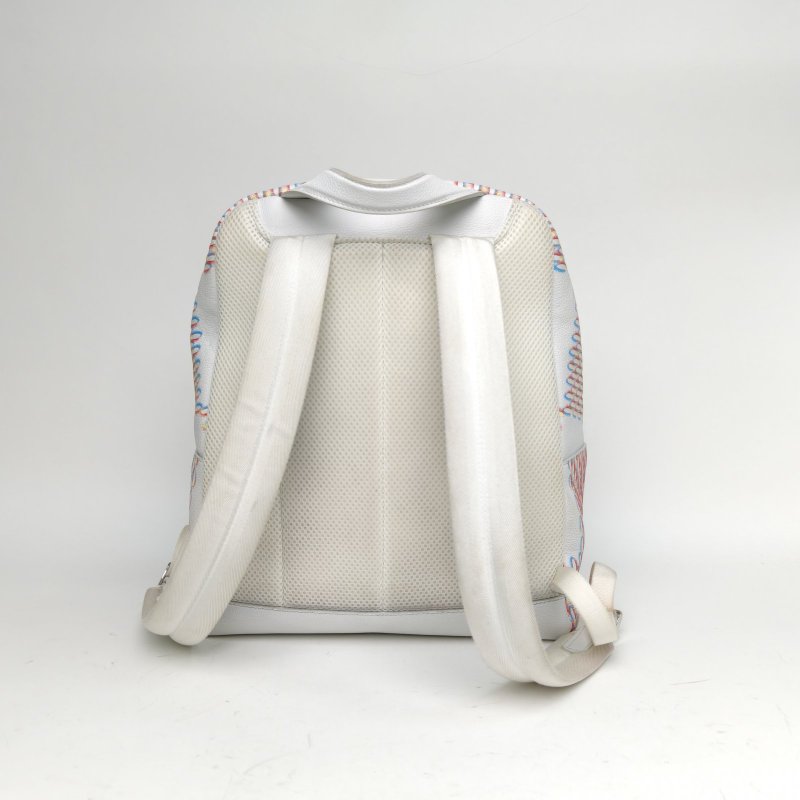 LOUIS VUITTON 白色晶片Trioamierspra彩色格紋字母掛飾雙肩包肩背包-2