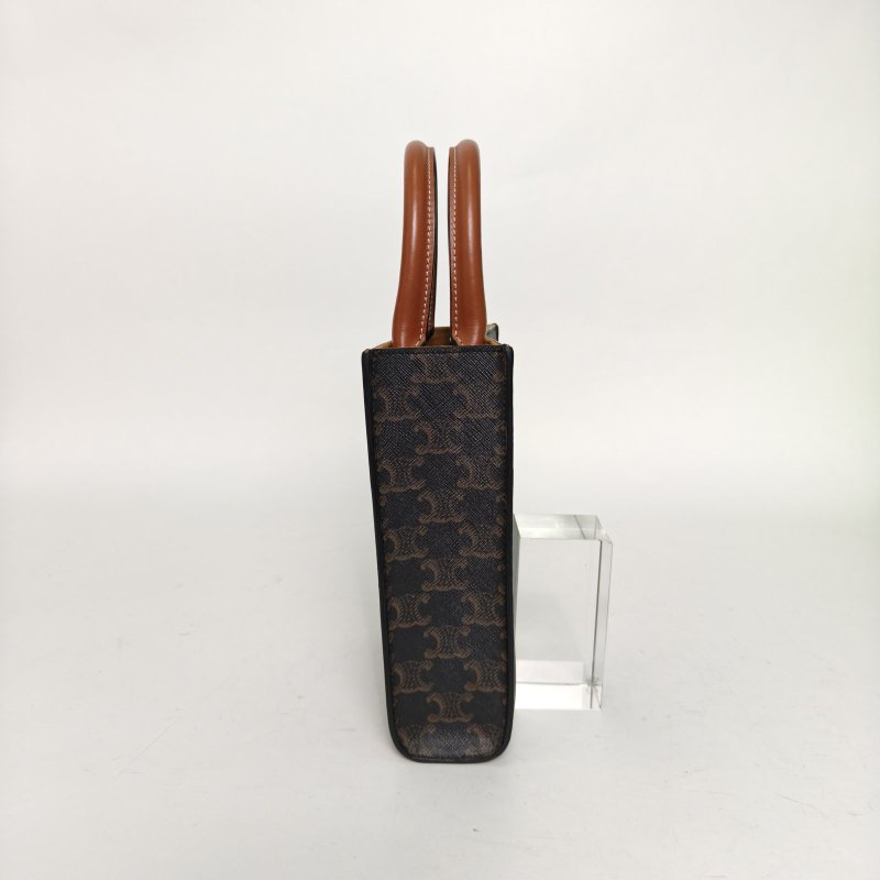 CELINE Cabas豎款手袋Mini凱旋門印花褐色人造革肩背包-1