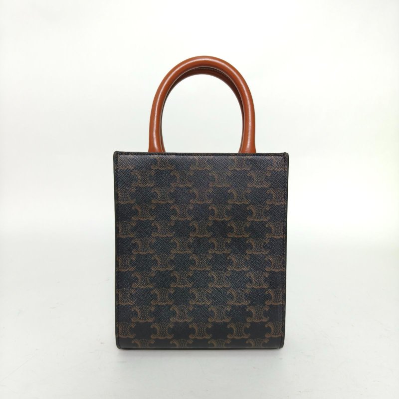 CELINE Cabas豎款手袋Mini凱旋門印花褐色人造革肩背包-2