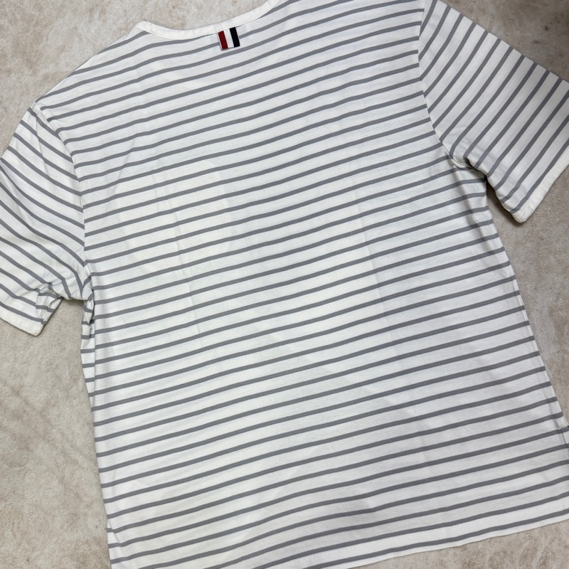 Thom Browne 灰色條紋棉質T恤-1