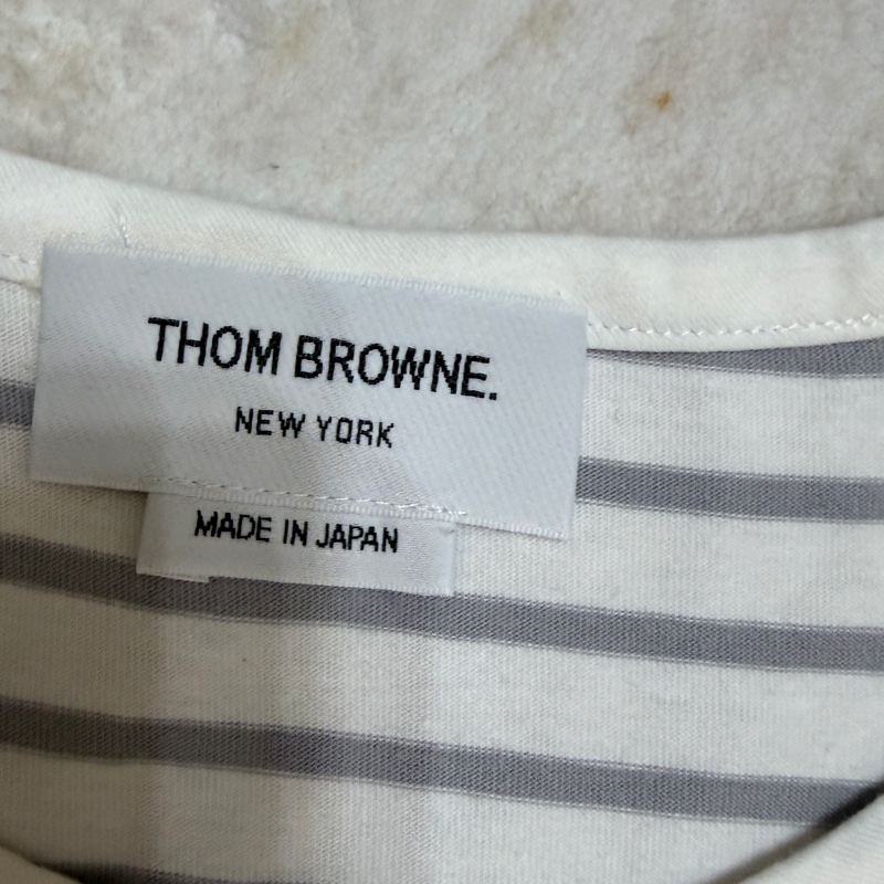 Thom Browne 灰色條紋棉質T恤-2