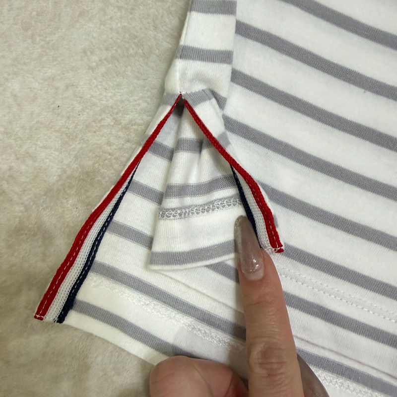 Thom Browne 灰色條紋棉質T恤-5