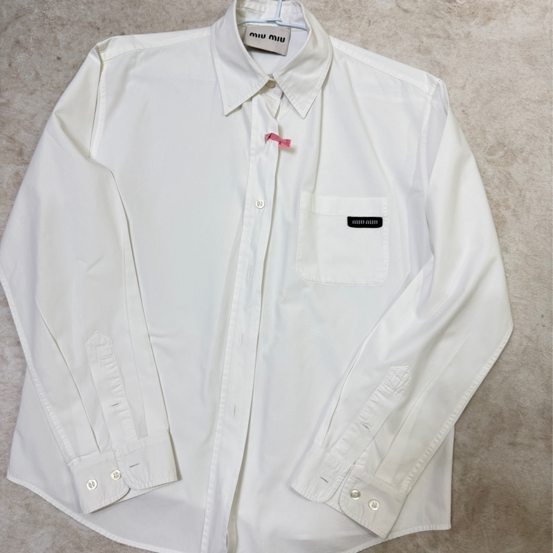 Miumiu 白色基本款襯衫 男女可穿-0