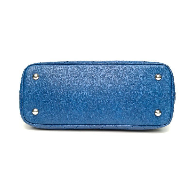 CHANEL 藍色荔枝牛皮20開ShoppingBag子母袋托特包肩背包-4