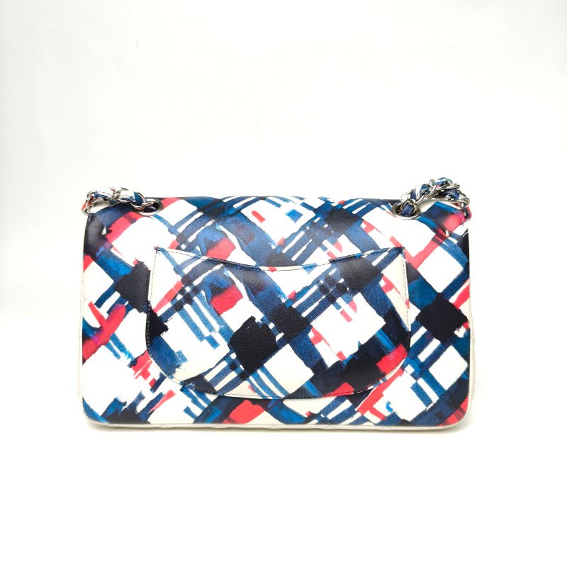 CHANEL 拼色羊皮22開CF口蓋包雙蓋機場彩繪中號鏈條包肩背包-2