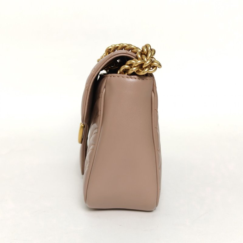 GUCCI GGMarmont肩背包小號裸色牛皮金扣肩背包-1