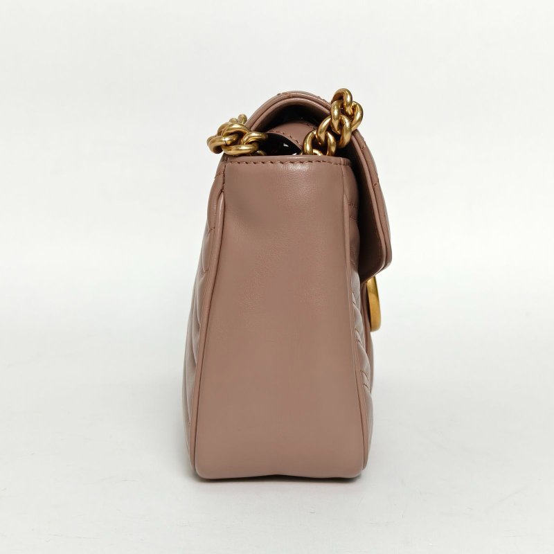 GUCCI GGMarmont肩背包小號裸色牛皮金扣肩背包-3