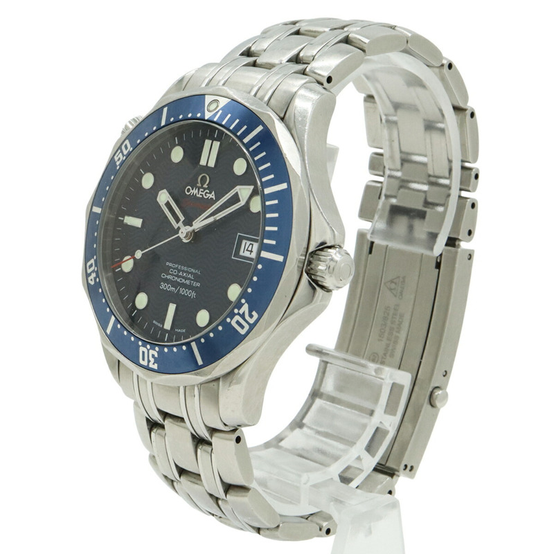 歐米茄海馬系列同軸天文台認證腕錶，300公尺防水，藍色錶盤，男士自動機械腕錶 2220.80-2