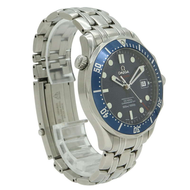 歐米茄海馬系列同軸天文台認證腕錶，300公尺防水，藍色錶盤，男士自動機械腕錶 2220.80-3