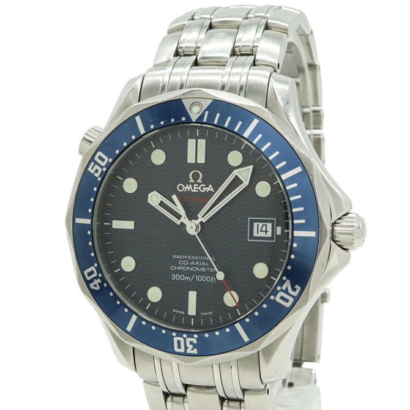 歐米茄海馬系列同軸天文台認證腕錶，300公尺防水，藍色錶盤，男士自動機械腕錶 2220.80-4