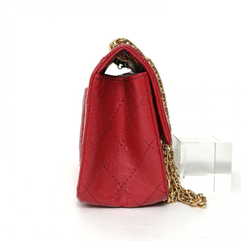 CHANEL 2.55口蓋包迷你紅色牛皮30開金扣肩背包-1