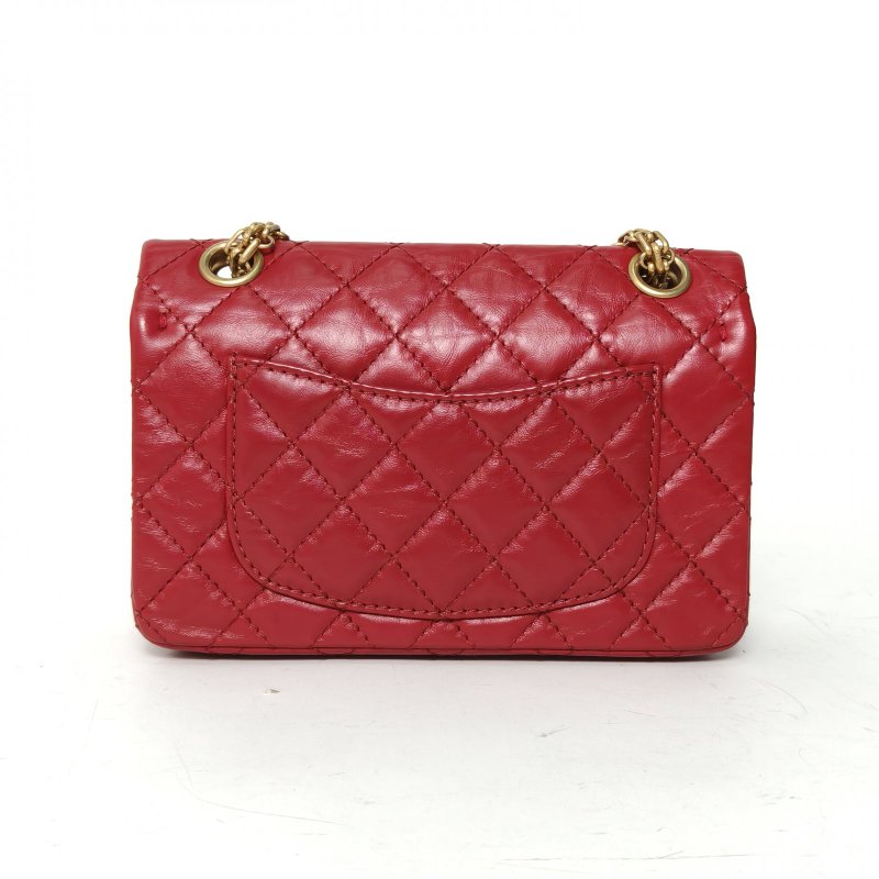 CHANEL 2.55口蓋包迷你紅色牛皮30開金扣肩背包-2