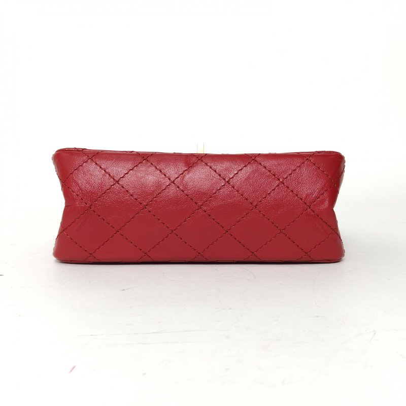 CHANEL 2.55口蓋包迷你紅色牛皮30開金扣肩背包-4