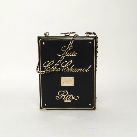 CHANEL 黑色羊皮24開金扣cocoritz門牌號秀款鏈條包肩背包