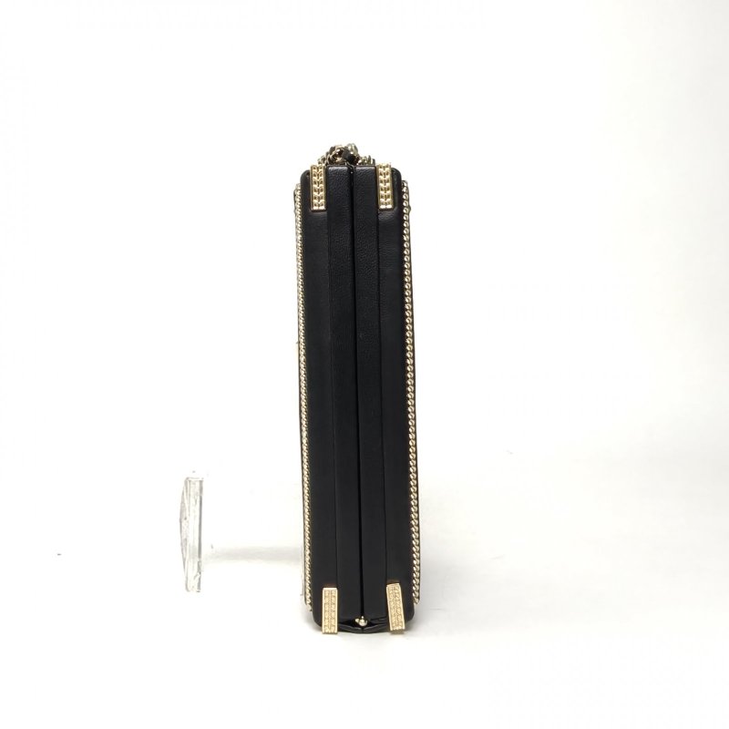 CHANEL 黑色羊皮24開金扣cocoritz門牌號秀款鏈條包肩背包-3