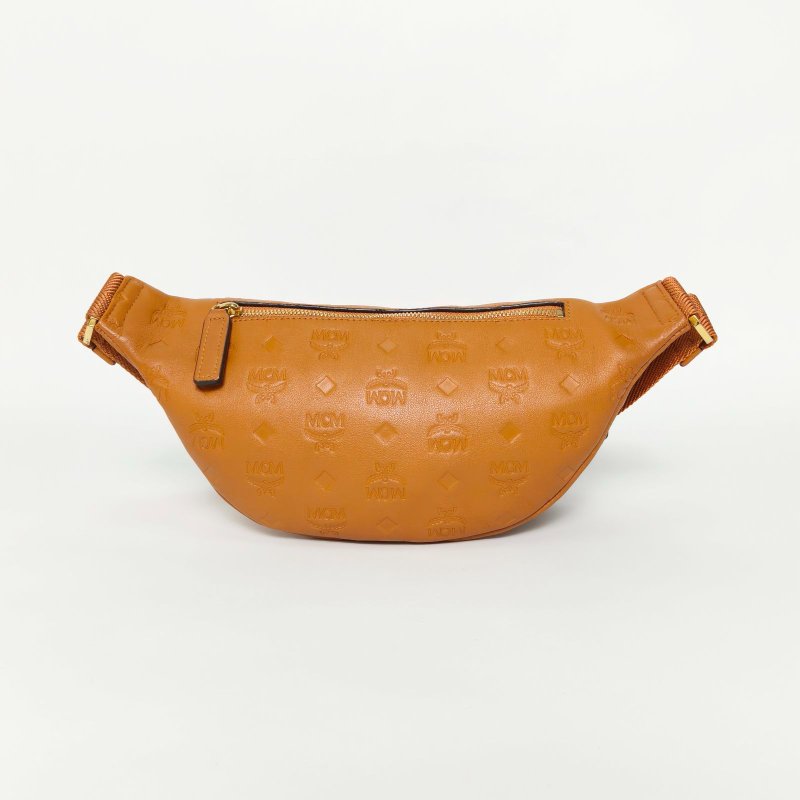MCM 金棕色牛皮腰包肩背包-2