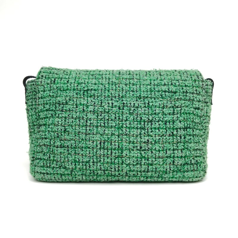 CHANEL 綠色毛呢13開銀扣2.55機場包肩背包-2