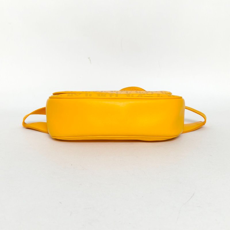 DIOR 黃色牛皮銀扣Worldtour系列經典印花馬鞍腰包肩背包-4