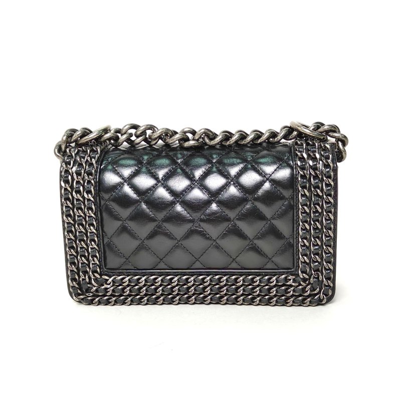 CHANEL Leboy小號黑色牛皮20開銀扣肩背包-2