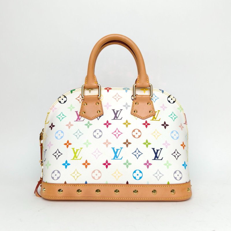 LOUIS VUITTON 白三彩PVC2011中古貝殼手提包肩背包-2