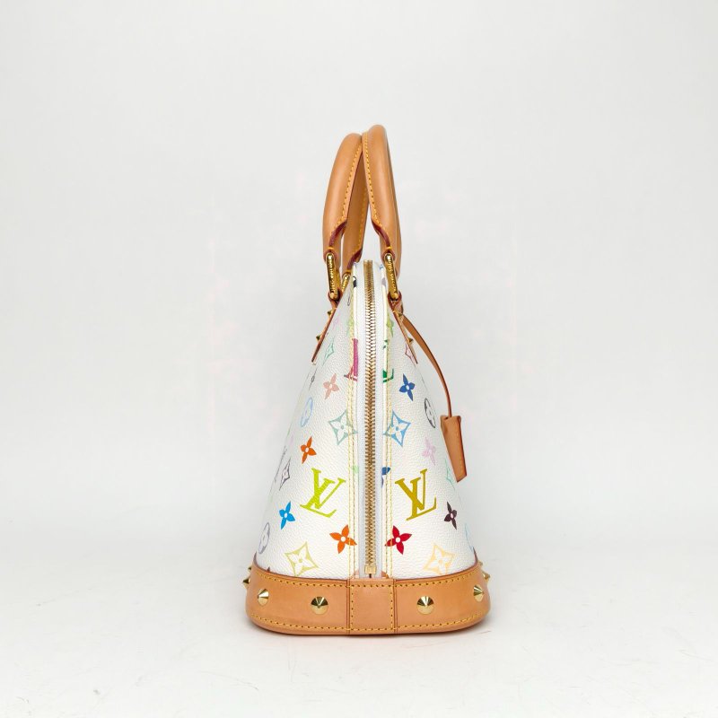 LOUIS VUITTON 白三彩PVC2011中古貝殼手提包肩背包-3