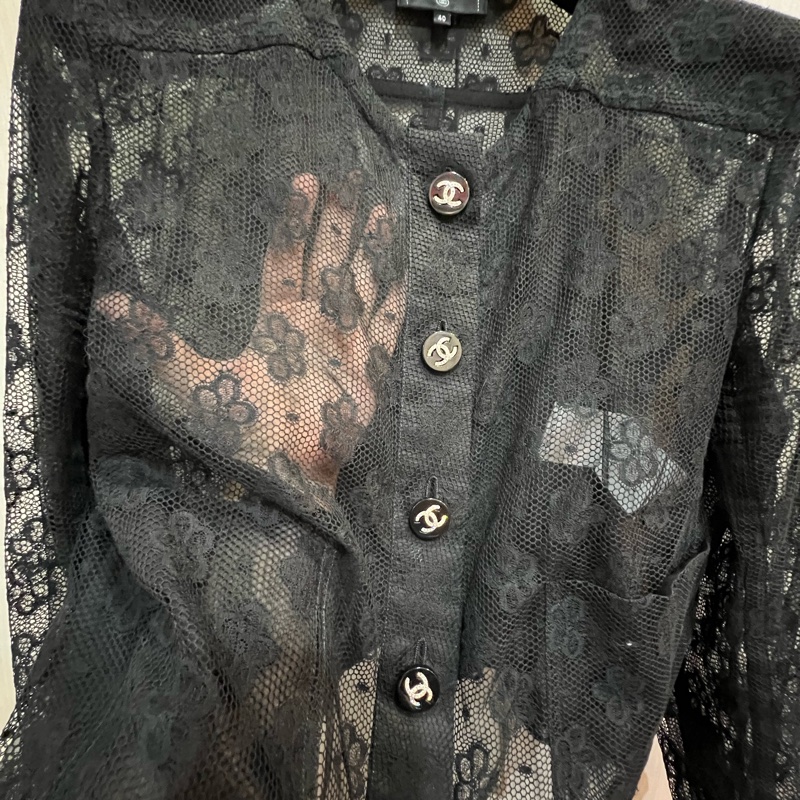 Chanel 香奈兒透紗鑽釦上衣（9.5成新）-7