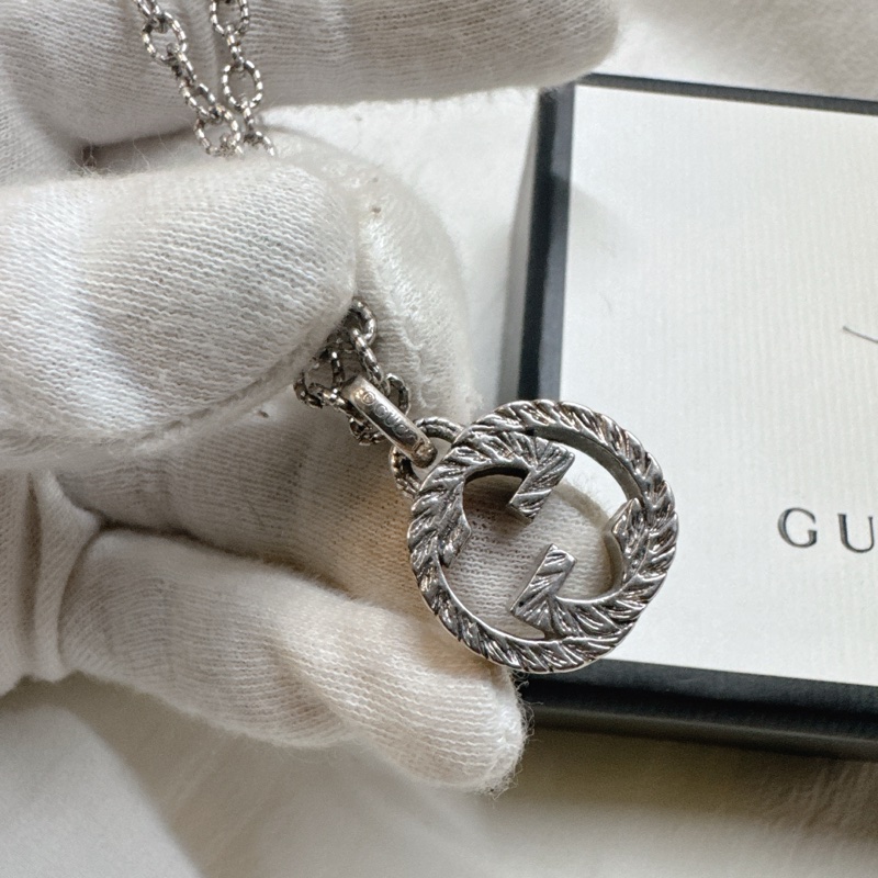 二手正品Gucci Interlocking G純銀雕花項鍊 Gucci項鍊 Gucci長鏈 Gucci配件-4