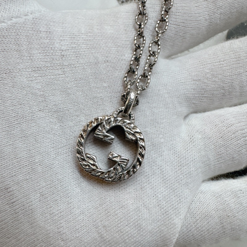 二手正品Gucci Interlocking G純銀雕花項鍊 Gucci項鍊 Gucci長鏈 Gucci配件-5