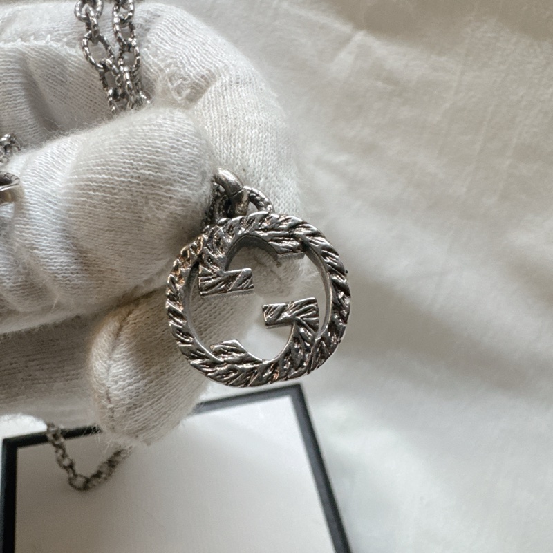 二手正品Gucci Interlocking G純銀雕花項鍊 Gucci項鍊 Gucci長鏈 Gucci配件-12