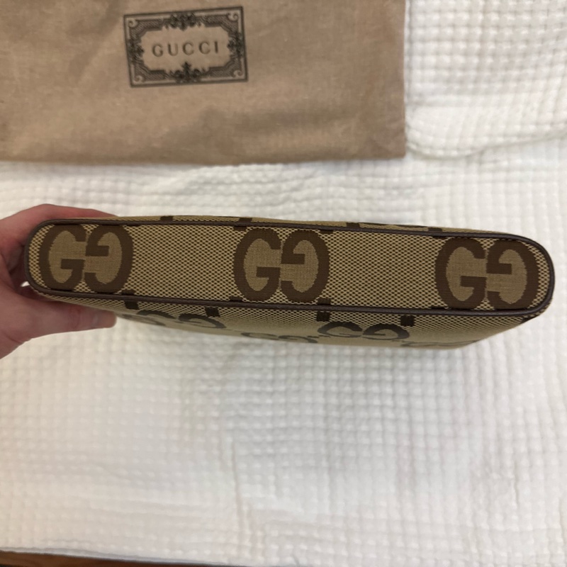 Gucci jumbo gg 緹花 郵差包 斜背 手拿包 兩用-4