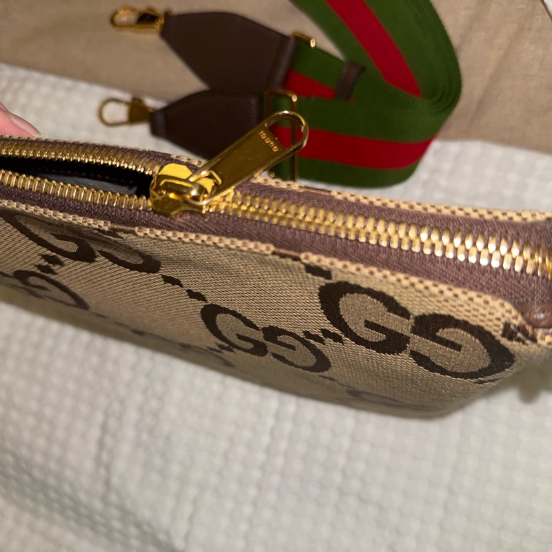 Gucci jumbo gg 緹花 郵差包 斜背 手拿包 兩用-11