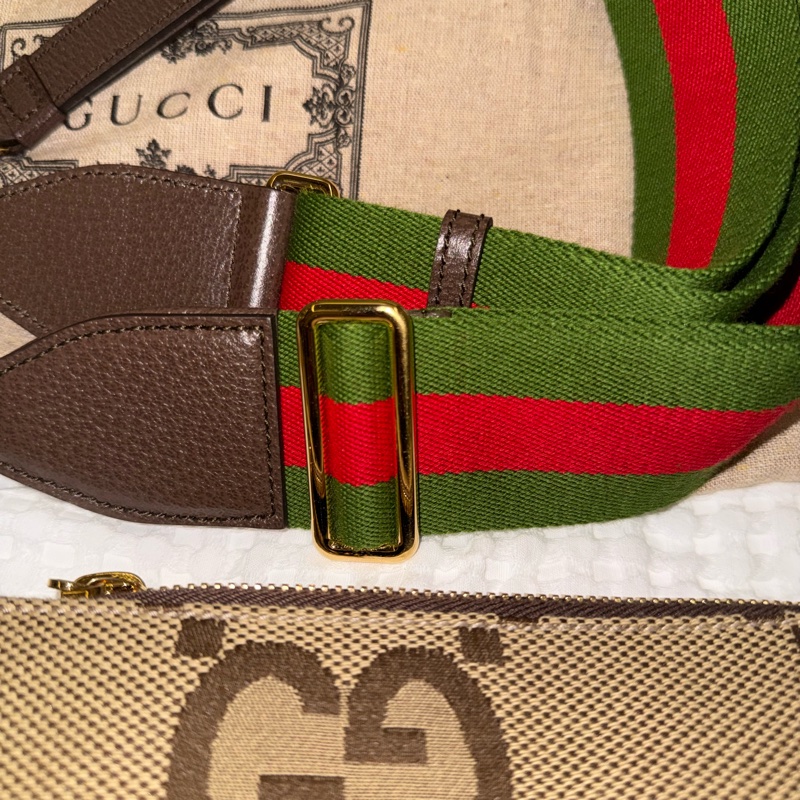 Gucci jumbo gg 緹花 郵差包 斜背 手拿包 兩用-15