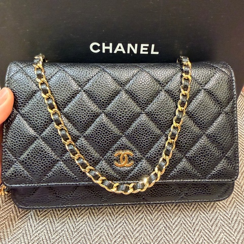 香奈兒woc 荔枝牛皮黑金