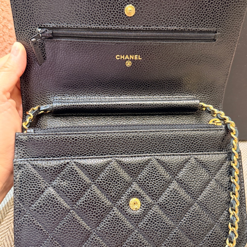 香奈兒woc 荔枝牛皮黑金-4